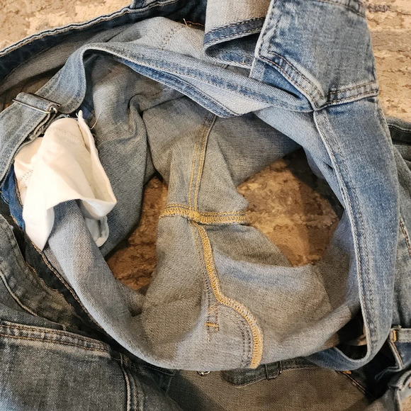 H&M Maternity Denim Overall Shorts Shortalls Women's size XXL Medium Wash - Picture 9 of 16